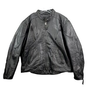 First Classic Leather Moto Jacket Men's 2XL US‎ Flag American Eagle Patch Biker